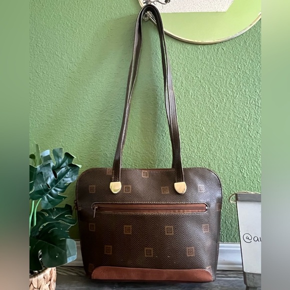 Vintage Texier French Signature Logo Brown Leather Satchel Shoulder Bag - Picture 5 of 11